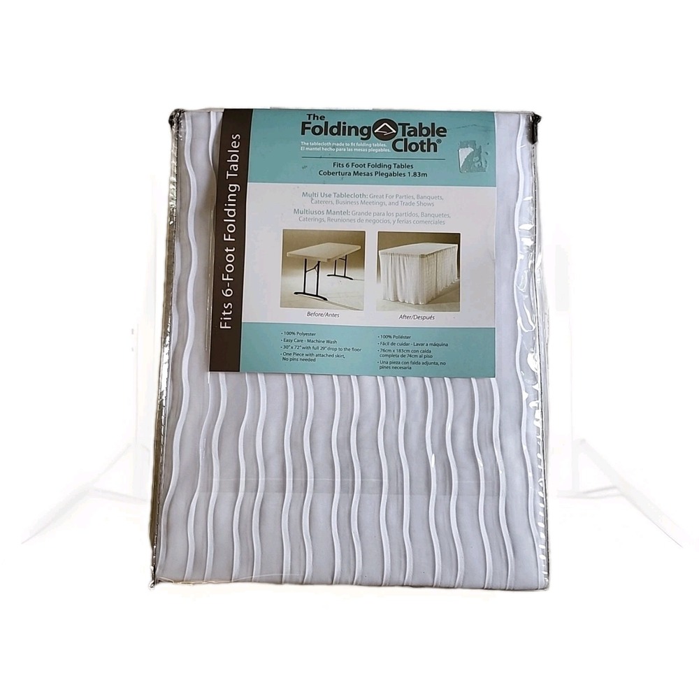 6 Foot Folding‎ Table Cloth White 30x72x29